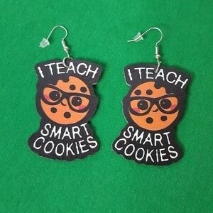 Double-Sided "I Teach Smart Cookies" Pierced Earrings